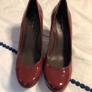 Kate Spade Burgundy Patent Leather Wedges, Sz7.5